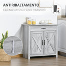Credenza Cucina Country con Armadietto a 2 Ante e Cassetto 80x39.7x80cm Grigio