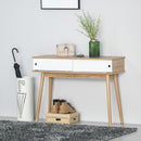 Consolle Ingresso 2 Scomparti 100x35x75 cm in MDF e Metallo Legno e Bianco
