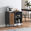 Credenza Moderna Mobile Basso 80x39x76 cm con Armadietto e Vani a Giorno in Legno Grigio Scuro  
