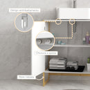 Mobile Sottolavabo da Bagno con Armadietto 2 Ante a Pressione 70x33x79,5cm in Bambù e MDF con Intaglio a U Bianco 