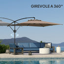 Ombrellone da Giardino a Braccio 300x325x230A cm Base a Croce in Metallo e Poliestere Cachi  