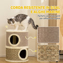 Cuccia per Gatti 35,5x35,5x49 cm Struttura Tiragraffi a Torre con 2 Nicchie Corda in Sisal e Alga Marina Cachi      