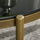 Tavolino da Caffè con Piano in Vetro Temperato Ø85x41 cm Base in Metallo Nero e Oro