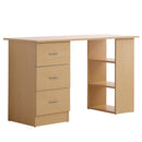 Scrivania da Ufficio con 3 Cassetti e Ripiani in Legno Naturale 120x49x72 cm 