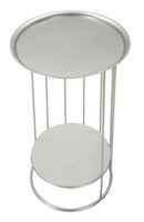 Tavolinetto Towery Ø40x76 cm in Ferro e Marmo Argento      
