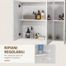 Specchio Armadietto da Bagno Pensile 90x15x70 cm in MDF e Vetro Bianco Lucido