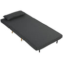 Poltrona Letto Singola 3 in 1 con Schienale Regolabile in 3 Livelli e Cuscino in Tessuto Effetto Lino Grigio      