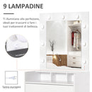 Toletta da Camera con Specchio e LED 70x40x160 cm in Legno Truciolare Bianco