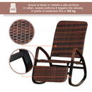 Sedia a Dondolo da Giardino Reclinabile e Pieghevole in Rattan  Marrone