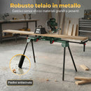 Supporto per Troncatrice Capacità 150 kg con Bracci Regolabili Gambe Pieghevoli Altezza Regolabile Verde      