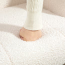 Sedia a Dondolo in Velluto Teddy, Metallo e Legno per Camera da Letto e Soggiorno, 70x94x100 cm, Bianco Crema      