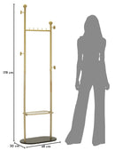 Appendiabiti da Terra Olaf 48x30x178 cm in Metallo e Marmo Artificiale Oro e Nero      