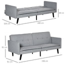 Divano Letto 2 Posti 198x81x81 cm in Tessuto Grigio