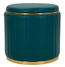 Puff con Contenitore London Ottanio Ø46,5x44 cm in Pino e MDF e Spugna e Metallo e PU      