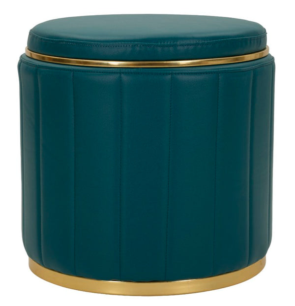 Puff con Contenitore London Ottanio Ø46,5x44 cm in Pino e MDF e Spugna e Metallo e PU acquista