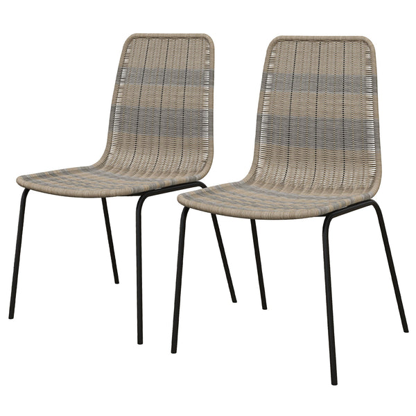 Set 2 Sedie da Pranzo Stile Boho Chic con Schienale Basso 48x55x85 cm Rivestimento in Rattan PE Giallo acquista