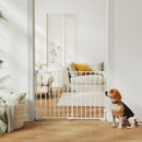 Cancelletto di Sicurezza per Cani 74,5-111,5x74,5 cm Chiusura Automatica e Apertura con Una Mano in Metallo PP e ABS Bianco      