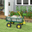 Carrello da Giardino 104x54x51 cm con Capacità 200 kg e Pareti Laterali Rimovibili in Acciaio Verde e Giallo      