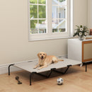 Lettino Brandina per Cani Grandi 152x94x23 cm Rialzato da Esterno in Acciaio e Rete Traspirante Beige      