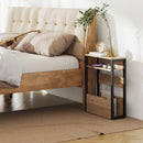 Tavolino da Soggiorno 46x18x58,5 cm in Stile Industriale con 2 Ripiani in Legno e Metallo Color Noce Scuro      