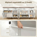 Credenza da Cucina 110x35x80,5 cm con 3 Ante a Fienili 2 Cassetti e 2 Ripiani Regolabili in Legno Bianco      