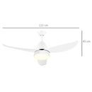 Ventilatore da Soffitto 3 Pale e Lampada LED Ø122x45 cm 6 Velocità Bianco