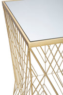 Tavolino Soggiorno Lines 4 50x50x100 cm in Ferro e Specchio Oro      