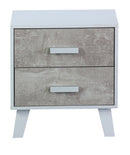 Comodino 2 Cassetti 40x34x45 cm in Pannello Truciolare Bianco/Cemento