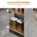 Tavolo Pieghevole Salvaspazio 75x140x74 cm con Ruote in Legno Grigio