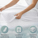 Coprimaterasso Matrimoniale 160x190x27 cm in Spugna Jacquard Elastico Anti Acaro Bianco      