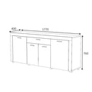 Madia Fiesta 4 ante e 1 cassetto rovere 177x40x76 cm