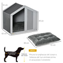 Cuccia per Cani a Casetta 60x43x55 cm in Truciolare e Poliestere Grigio