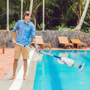 Pulitore Aspiratore per Piscine a Batteria con Palo Telescopico Bianco e Blu