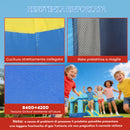 Castello Gonfiabile per Bambini 364 x 173 x 182 cm Scivolo Trampolino Piscina per  Palline o Acqua Canestro in Tessuto Oxford Blu      