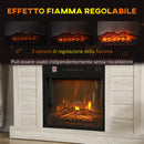 Camino Elettrico da Pavimento 1800W Effetto Fiamma e Telecomando 96,5x22x81,7 cm Grigio Chiaro