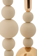 Porta Candele Bolly Crema Set 2 Pz Ø10x29,5 cm - Ø10x24 cm in Ferro Crema e Oro      