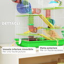 Gabbia per Criceti a 5 Piani 47x30x59 cm con Tubi Ruota Casetta e Accessori Verde      