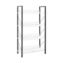 Libreria in Legno 139x73x35 cm Scaffale 4 Ripiani per Ufficio Bianco