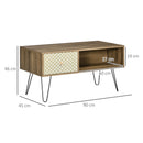 Tavolino da Caffè  90x45x46 cm con Ripiano Aperto e Cassetto in Truciolato e Metallo Marrone e Nero