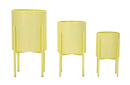 Porta Vasi Iris Tris Ø36x58 cm - Ø30x48 cm - Ø24x38 cm in Ferro Giallo      