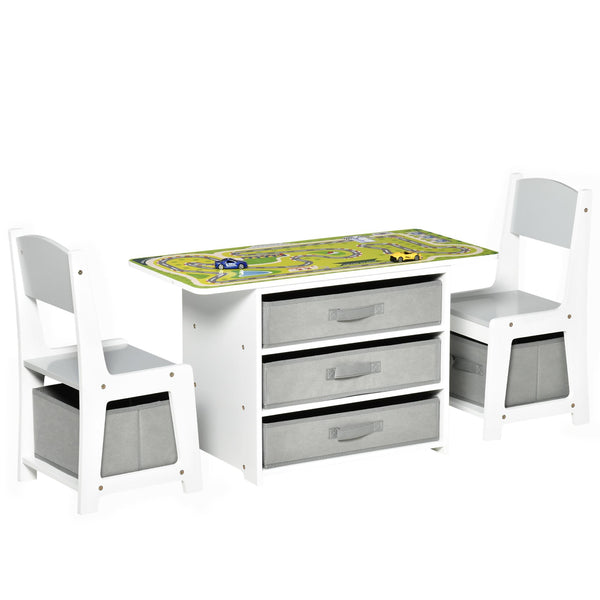 online Set Tavolino con 2 Sedie per Bambini in MDF Bianco e Grigio