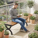 Panchina da esterno 2 posti in metallo, 124x39x39 cm, Legno e Nero      