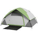 Tenda da Campeggio 2 Posti con Finestra a Rete 210x110x150 cm in Poliestere e Fibra di Vetro Grigio e Verde