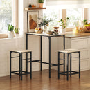 Set da Pranzo 3 Pezzi con Tavolo da Cucina e 2 Sgabelli Bar in Legno e Acciaio color Legno e Nero    