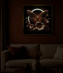 Stampa con LED su Tela Laccata con Cornice Butterfly 50x4x50 cm in Abete e Tela e Plastica      