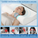 Cuscino Cervicale Memory Foam a Doppia Altezza 60x40x10-12 cm con Copertura Rimovibile e Lavabile Bianco Crema  