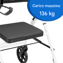 Deambulatore Rollator Sedile per Anziani o Disabili 53x67x81–91 cm Seduta Imbottita Bianco e Nero      