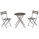 Set 3 Pezzi da Giardino Tavolo 2 Sedie da Bistrot Pieghevole Modello Parigi Tortora      
