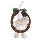 Babbo natale in tessuto su ghirlanda bianco e oro cm xh32/49