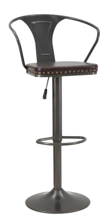 Sgabello Imbottito Detroit 51x48x86-108 cm in Ferro e Spugna e PU Marrone e Grigio sconto